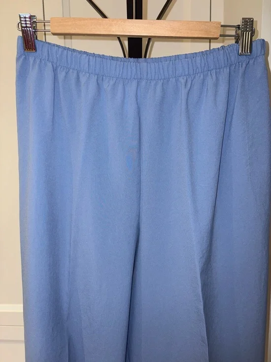 Women’s Vintage High Waisted Elastic-Waist Pull-On Work Pants Light Blue Office - Picture 2 of 10